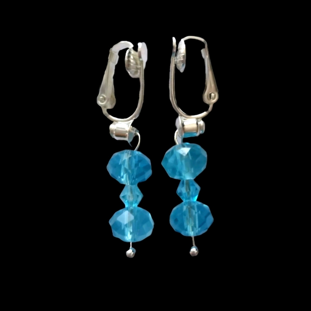 RARE CLIP COMFORT NON PIERCED DESIGNER SWAROVSKI BEAD DROP DANGLE EARRINGS